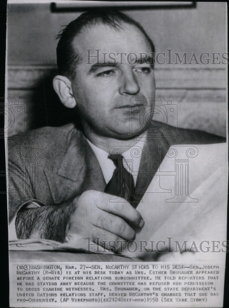 1950 Press Photo Sen Mccarthy Senate Committee Reporter - RRU47011 - Historic Images