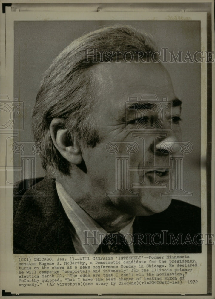 1972, Sen Eugene McCarthy Minnesota Charm CH - RRU47133 - Historic Images