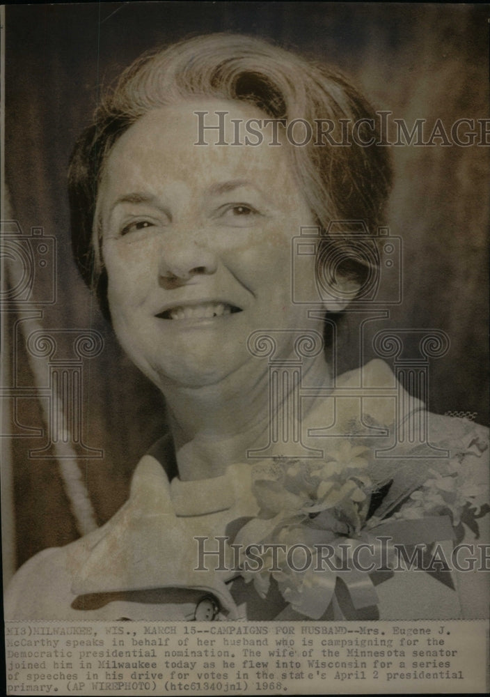 1968 Press Photo Campaigns Husband Eugene J McCarthy - RRU47199 - Historic Images