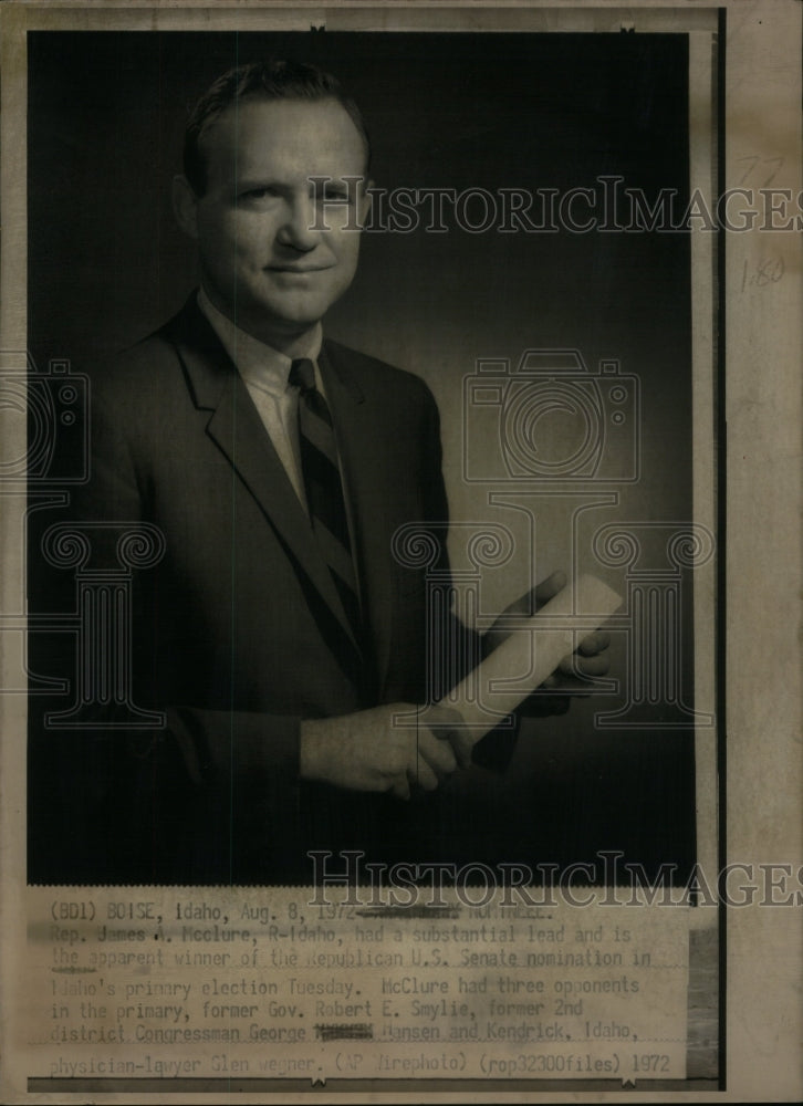 1972 Press Photo Senator James McClure house Republican - RRU47227 - Historic Images