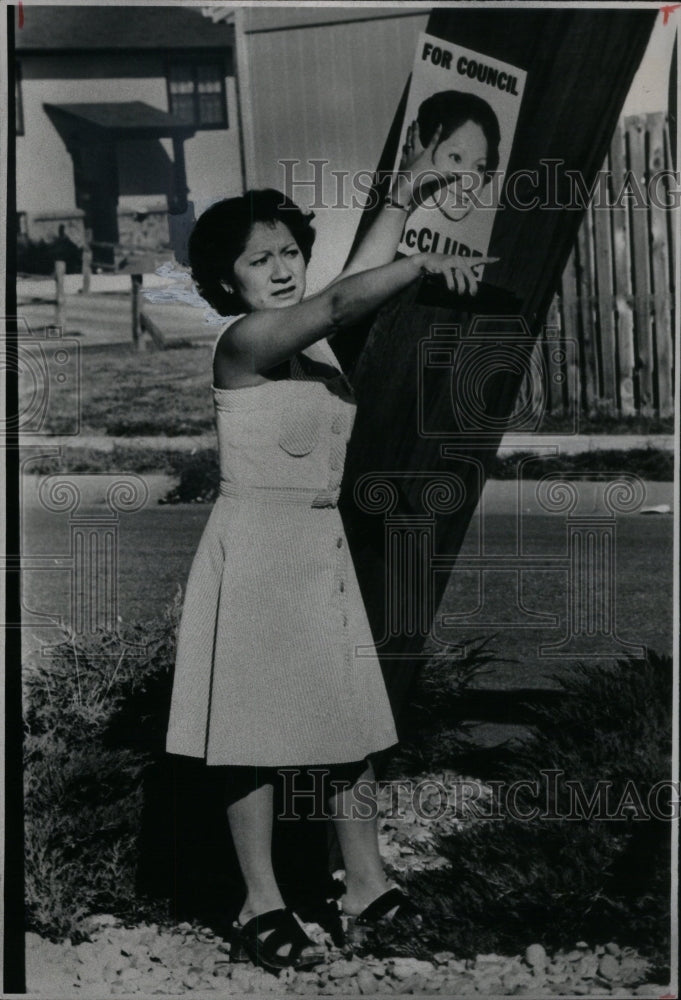 1977 Press Photo Mrs Luz McClure Candidate poster - RRU47235 - Historic Images