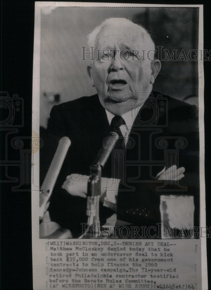 1964 Matthew F. McCloskey, Treasurer of US  - Historic Images