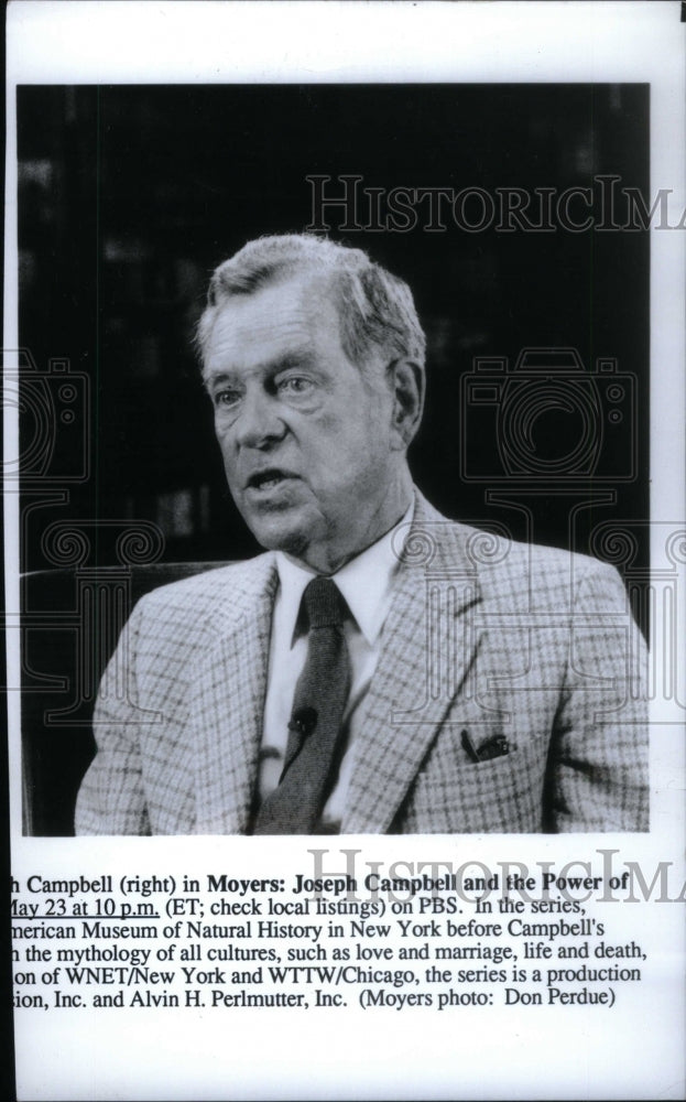 1988 Press Photo Josephy John Campbell Mythologist - Historic Images