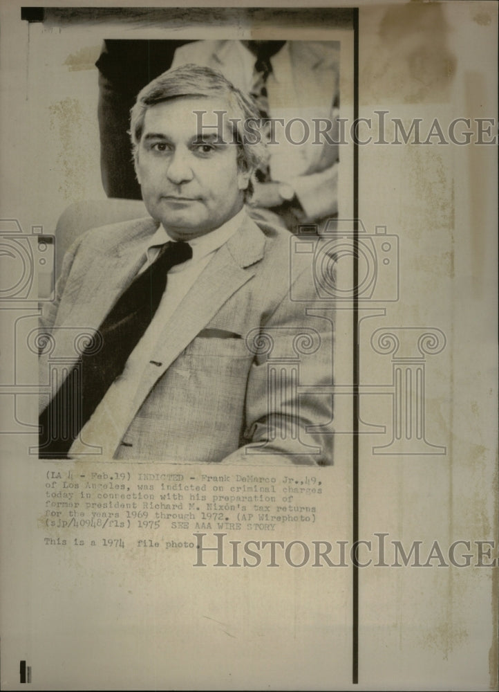 1975 Frank De Marco Jr. Charged in Nixon In - Historic Images