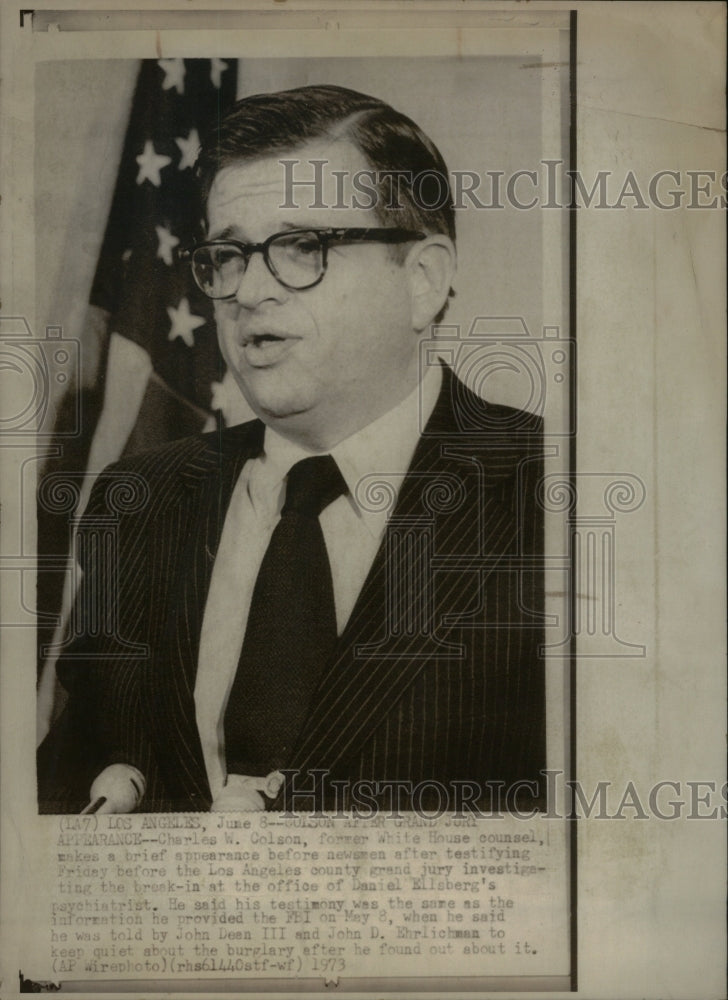 1963 Press Photo Charles Colson Grand Jury Watergate - Historic Images