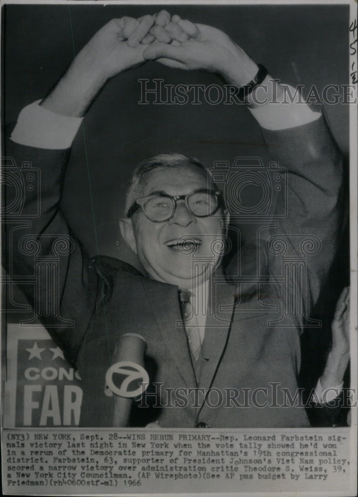 1969 Leonard Farbstein Wins NY Primary - Historic Images