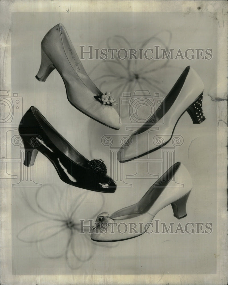 1952 Capezio Pumps Shoes Polka Dot Heels - Historic Images