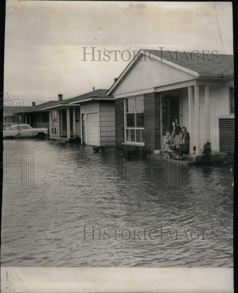 1957 Press Photo Flooded Danhurst Heights Family Porch - RRU49813 - Historic Images