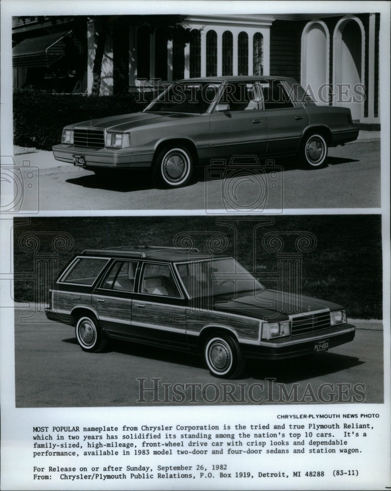 Press Photo Plymouth Reliant Chrysler Corporation - Historic Images