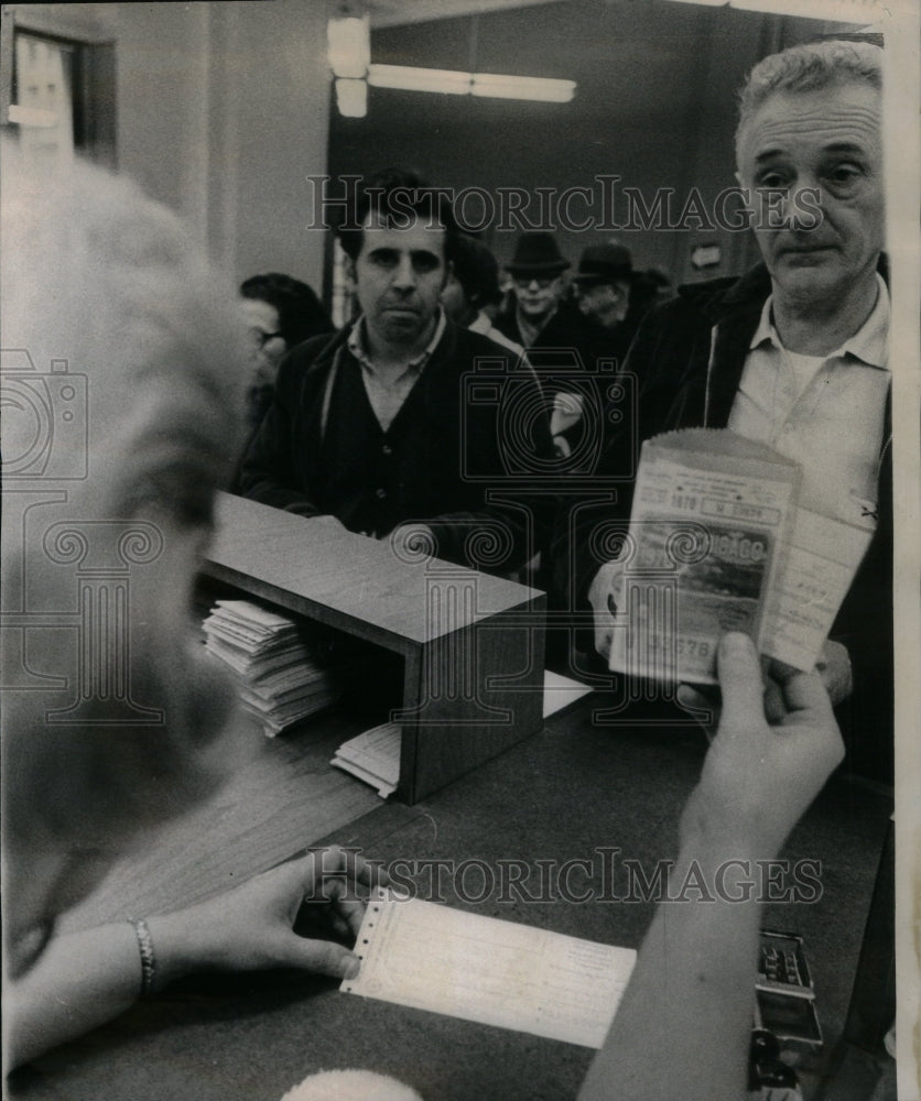 1969 Press Photo Chicago City Clerk Vehicle Stickers - RRU49983 - Historic Images