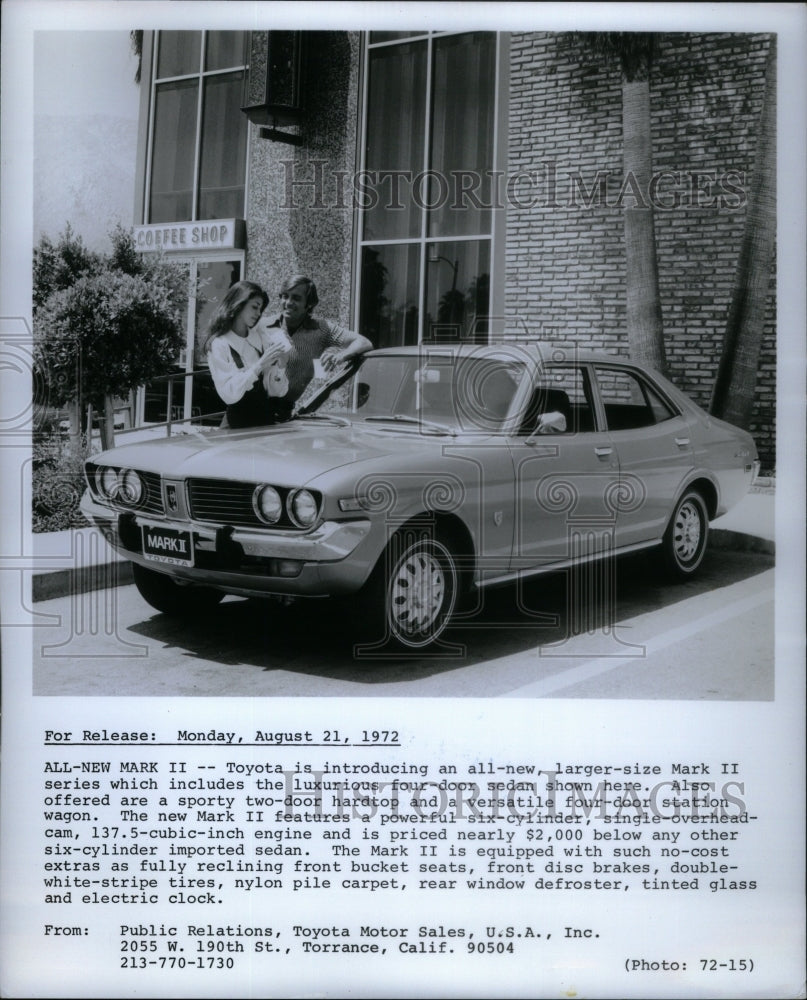 1972 Press Photo Toyota Mark II Four-door Sedan - RRU50073 - Historic Images