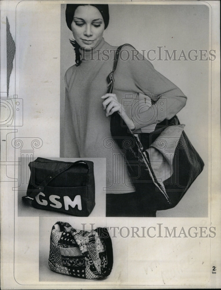 1970, McCall Maxi Initals Maxi Strap Handbag - RRU50971 - Historic Images