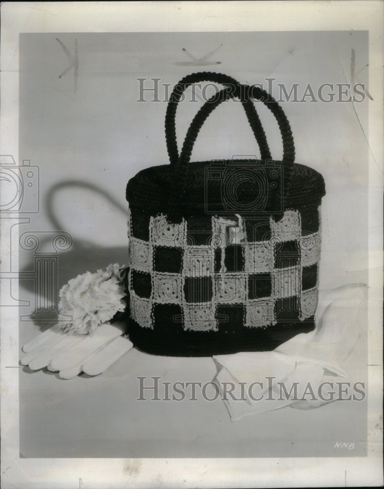 1955, Colorful Checkerboard Bag Summer Felt - RRU51083 - Historic Images