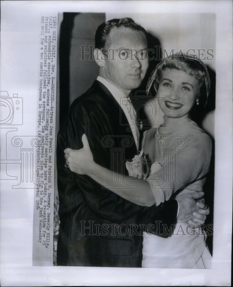 1954 Press Photo Actress Jane Powell Patrick married - Historic Images