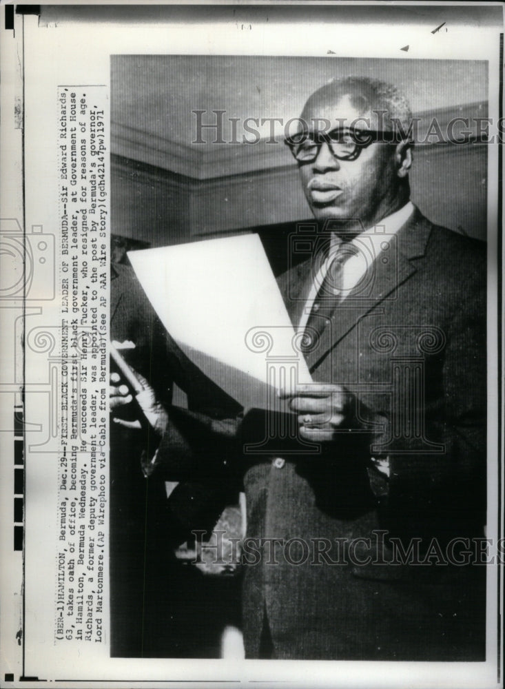 1972 Press Photo First Black government leader Richards - RRU55163 - Historic Images