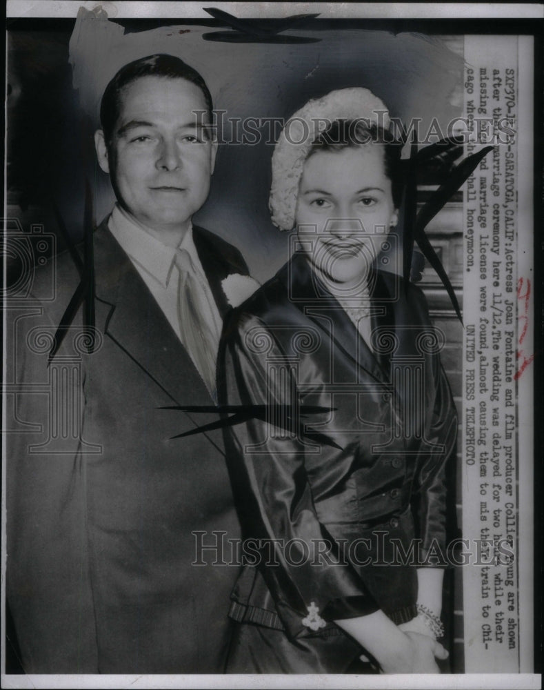 1952 Press Photo Joan Fontaine Train Honeymoon Chicago - RRU55763 - Historic Images