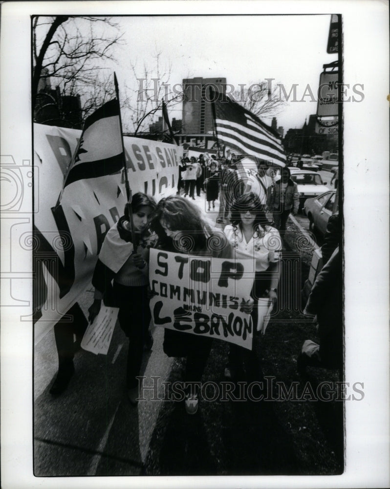 1981 Lebanese Americans Demonstrate Detroit - Historic Images