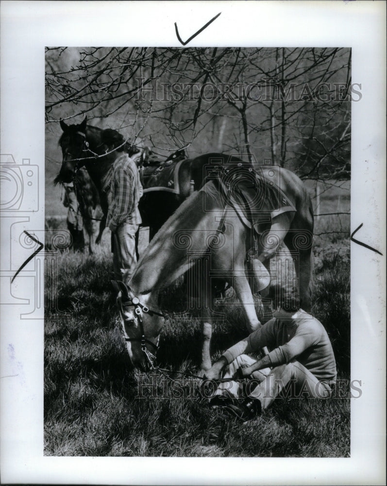 1983 Detroit Mounted Police Break By Horse - Historic Images