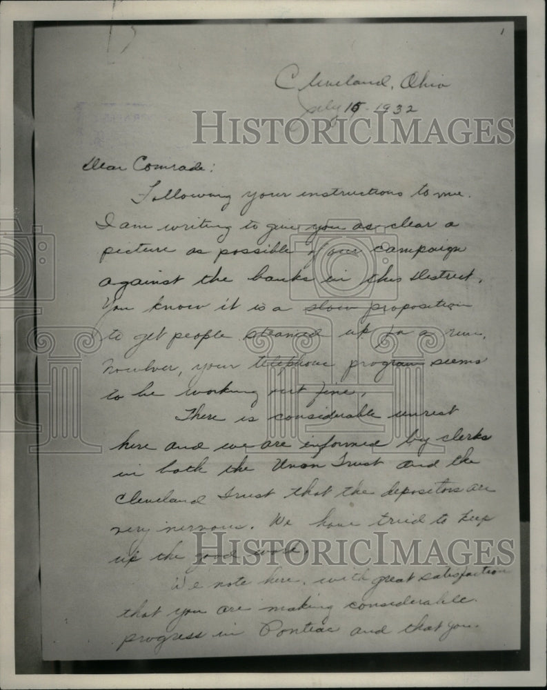 1932, Communists Letter Ohio USA - RRU57039 - Historic Images