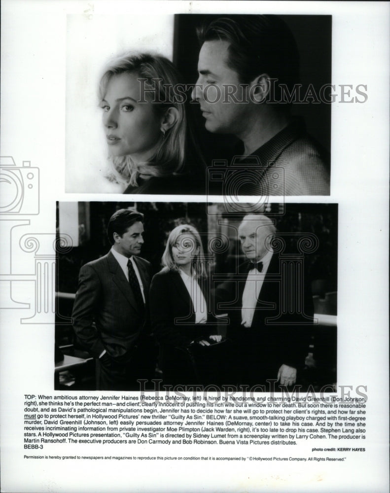 1993 Rebecca De Mornay Don Johnson Guilty - Historic Images