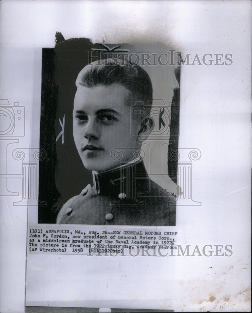 1958 Press Photo John F. Gordon, midshipman graduate - Historic Images