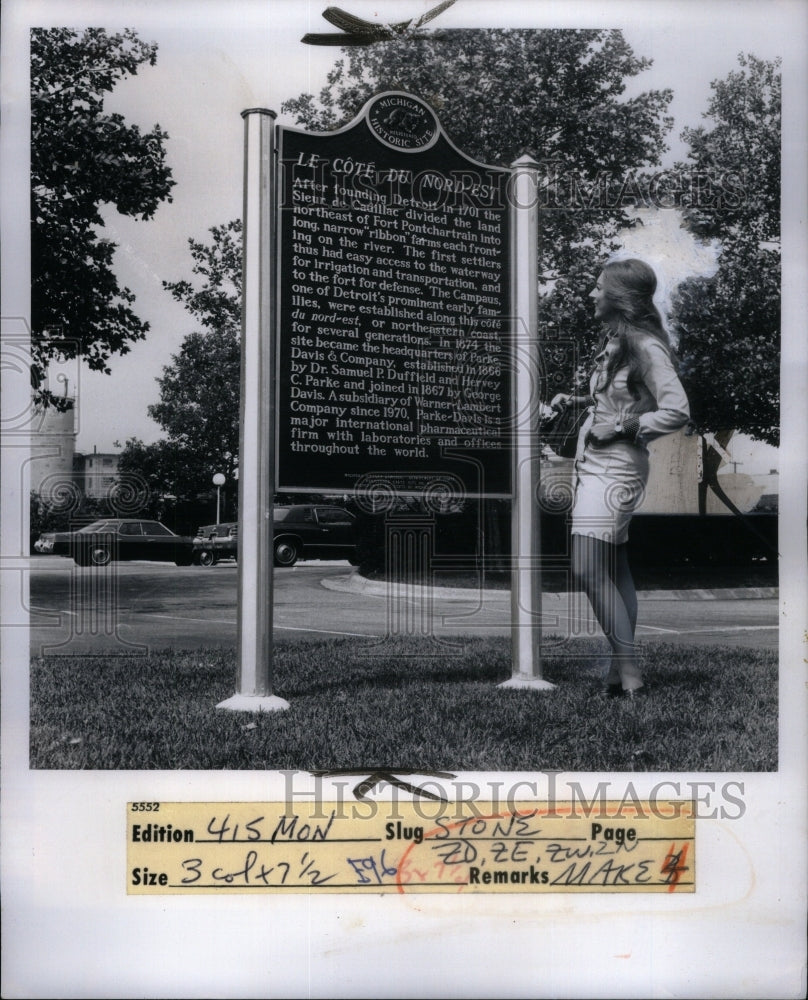 1975, historical marker at Parke Davis - RRU58711 - Historic Images