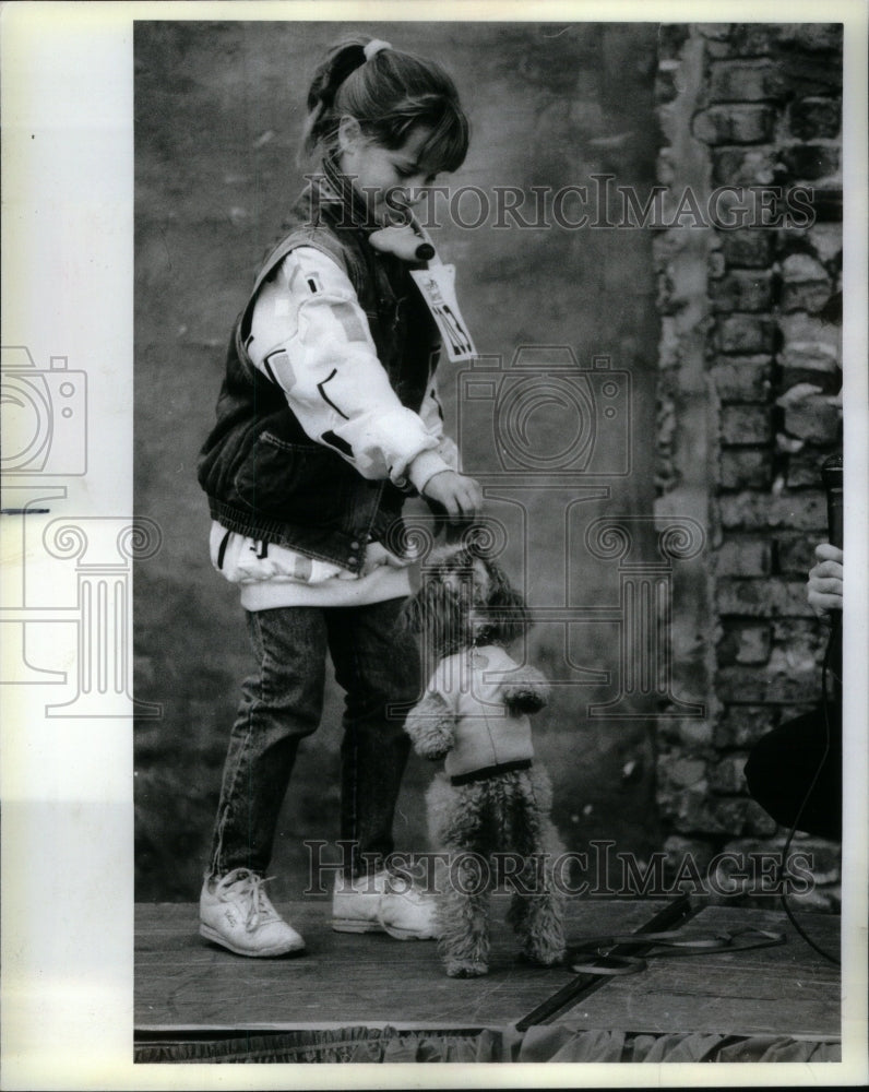 1987 Press Photo Julie rewards poodle - RRU58945 - Historic Images