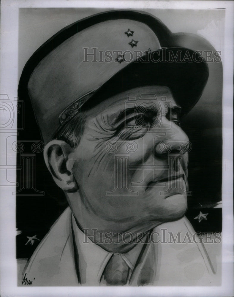 1951, Sketch of Gen. Jean De Lattre De Tassi - RRU59521 - Historic Images