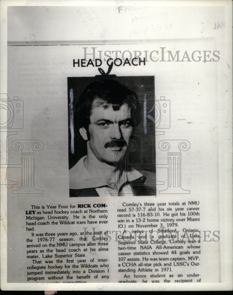 1980 Rick Comley hockey coach Northern - Historic Images