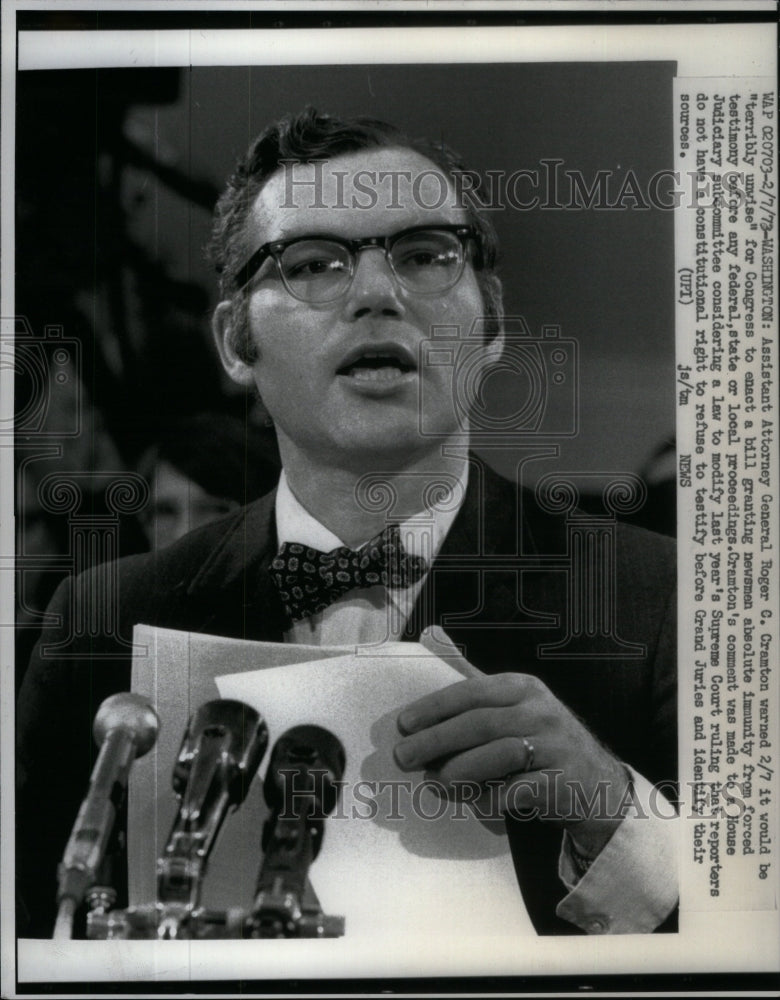 1973 Press Photo Assistant Attorney General Roger Cramt - RRU60365 - Historic Images