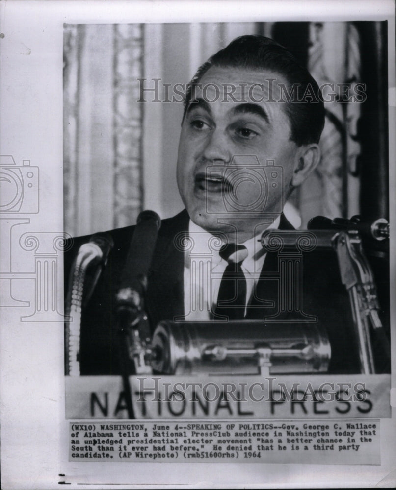 1964 Press Photo Speaking Politics Gov George Wallace - Historic Images