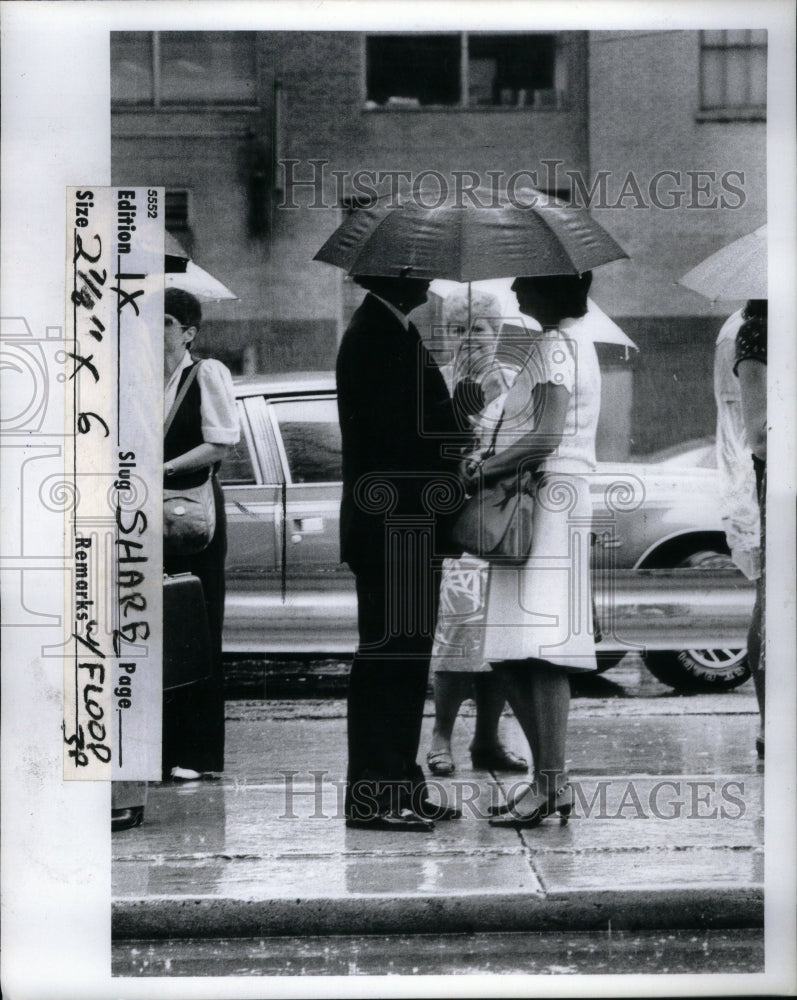 1983 Gentman Rain Damsel BusStop Downtown - Historic Images