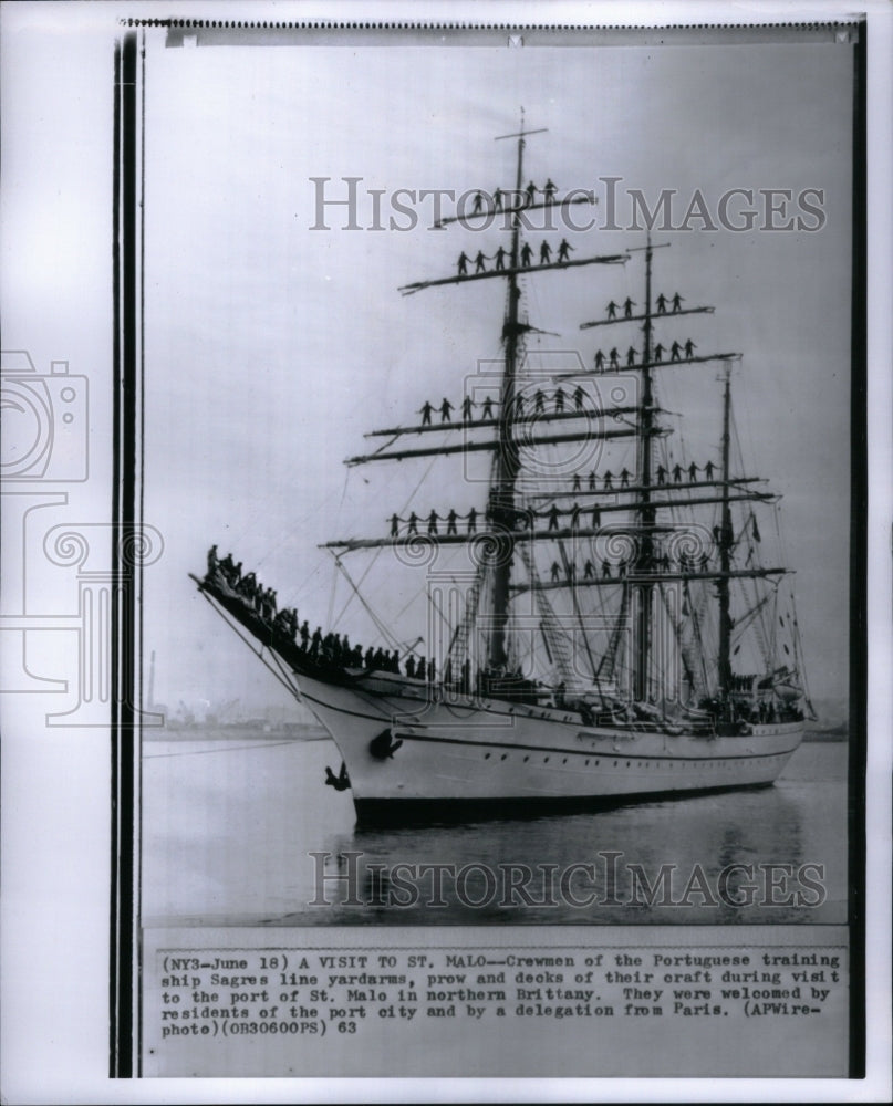 1963 Press Photo Portuguese Ship Sagres Yardarms - RRU61249 - Historic Images