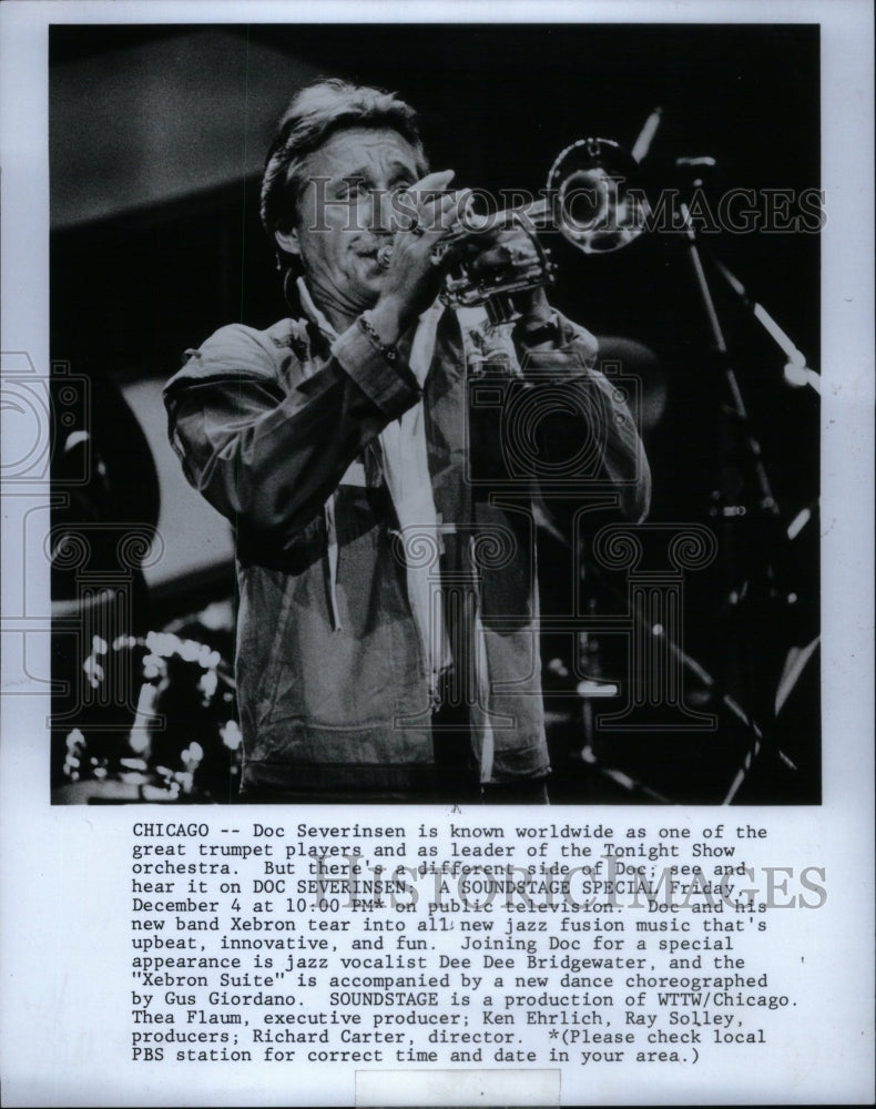 1982 Press Photo Doc Severinsen trumpe leader orchestra - Historic Images