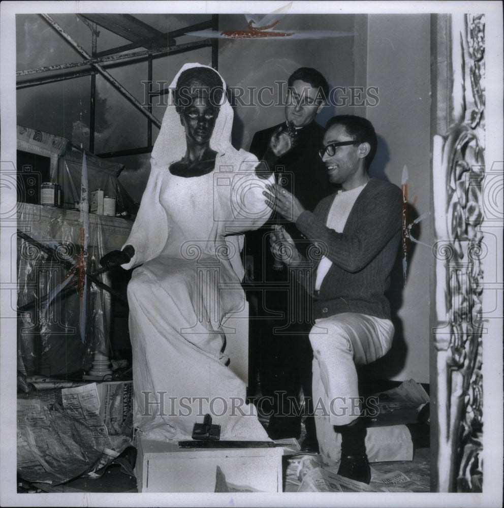 1969 Black Madonna Sculpture ArtVirgin Mary - Historic Images