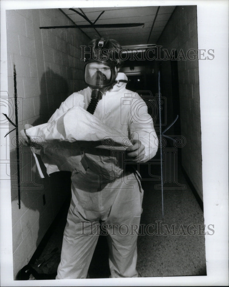 1985 Abestos Worker In Haz-Mat Suit - Historic Images