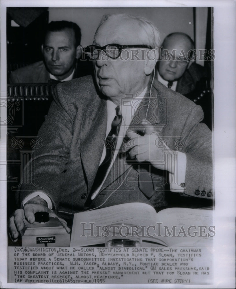 1955 Press Photo Alfred Sloan General Motors Chairman - RRU63971 - Historic Images