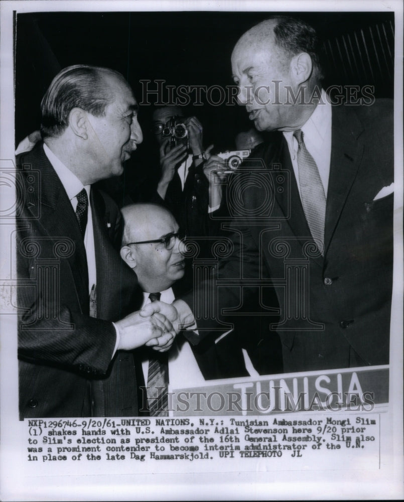 1961 Mongi Slim Shakes Hand Adlai Stevenson-Historic Images