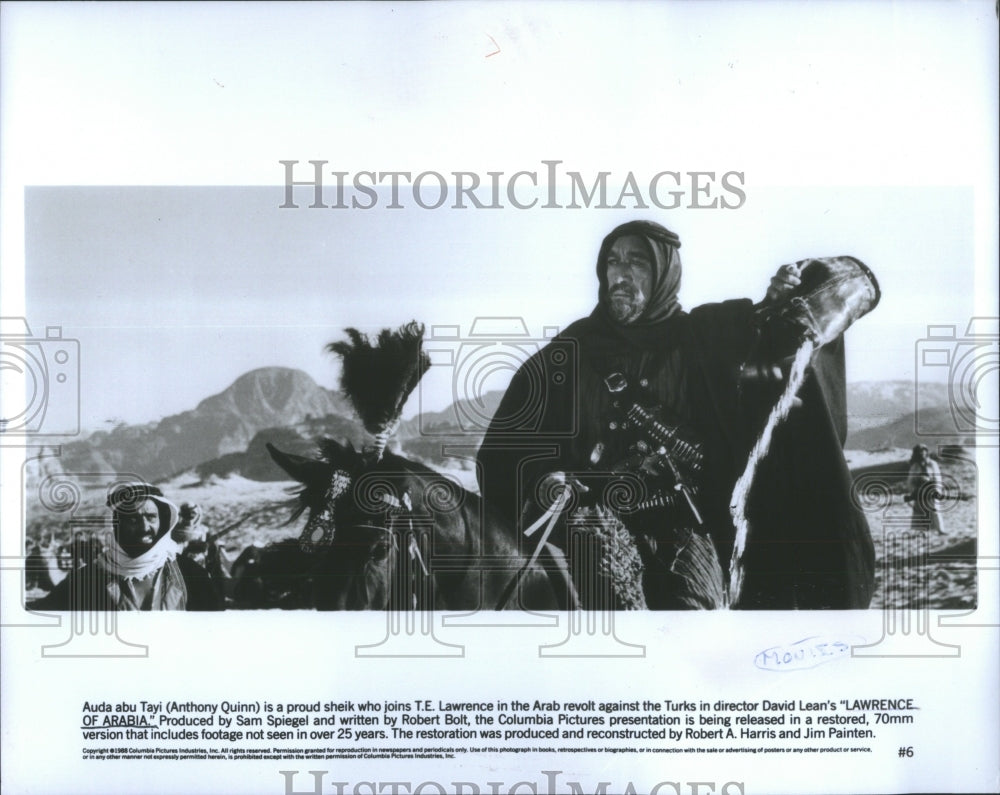 1988 Press Photo Anthony Quinn Lawrence Arabia - Historic Images