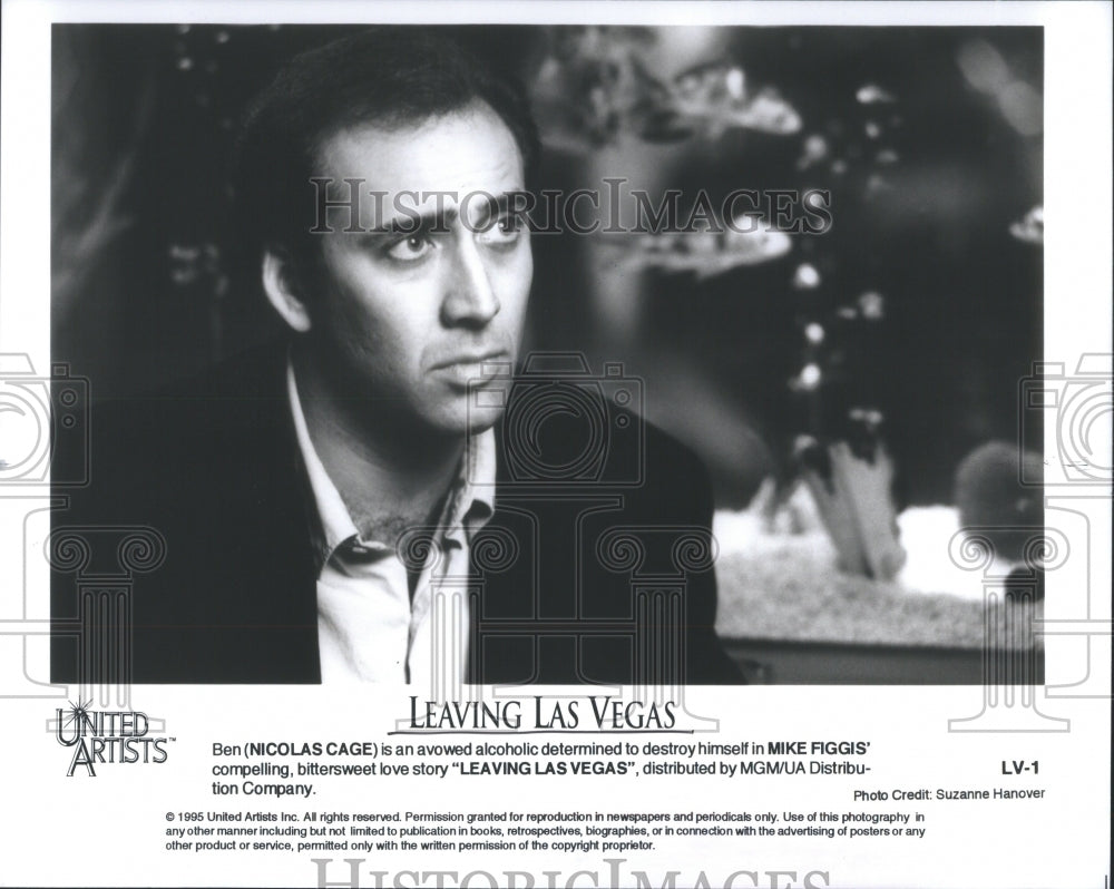 1995 Press Photo Nicolas Cage Leaving Las Vegas - Historic Images