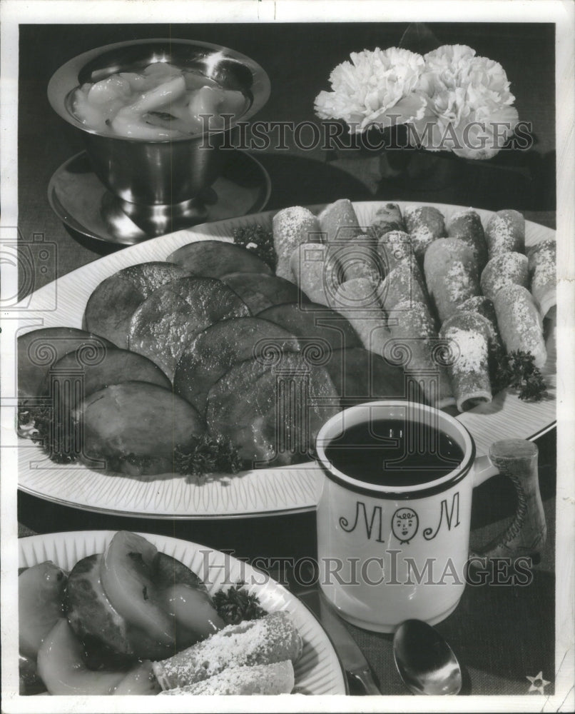 1966 Breakfast Feast: Minted Peach Sauce-Historic Images