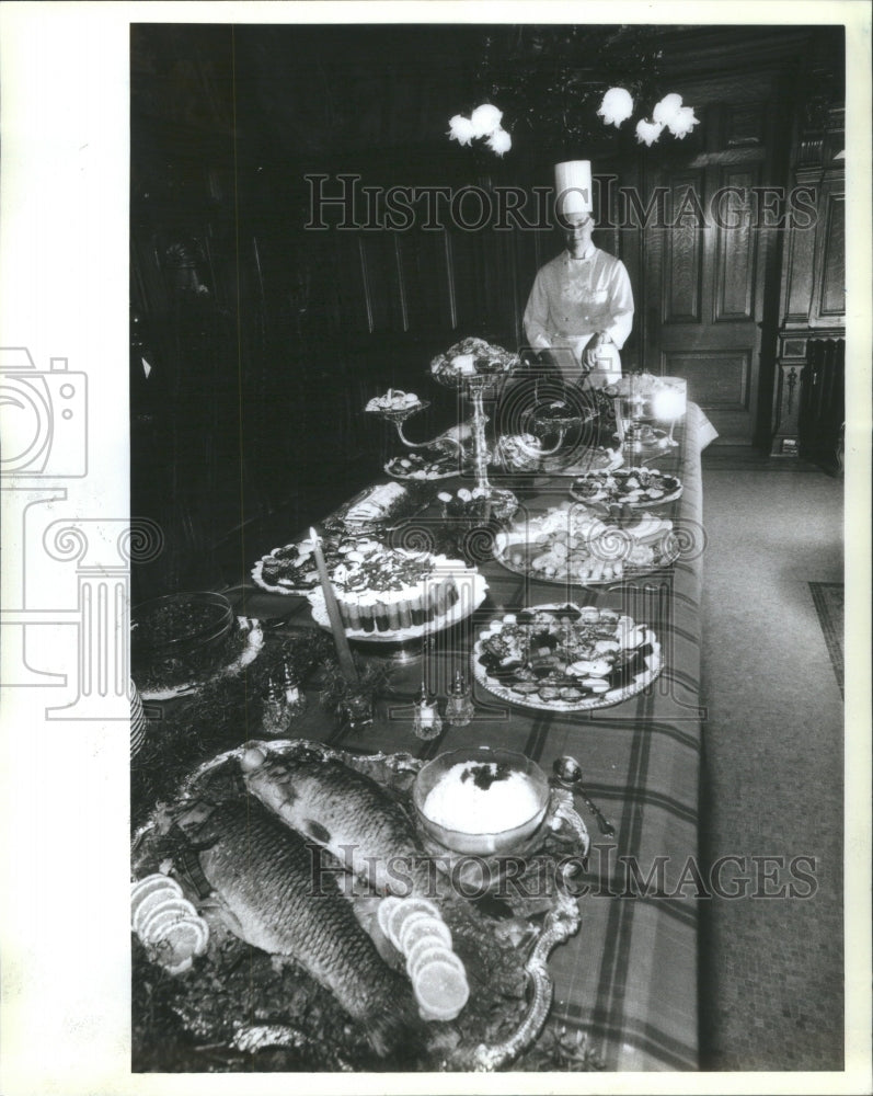 1987 Festive German Christmas Buffet - Historic Images