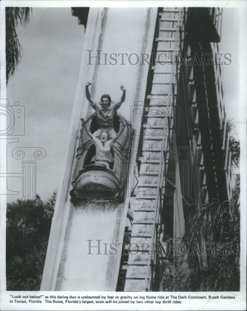 1980 Press Photo Busch Gardens Tampa Florida flume ride - Historic Images