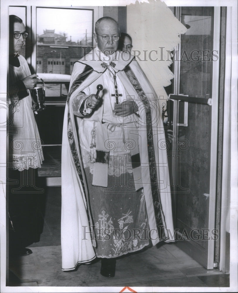 1956 Cardinal Blesses Carmel Hall  - Historic Images