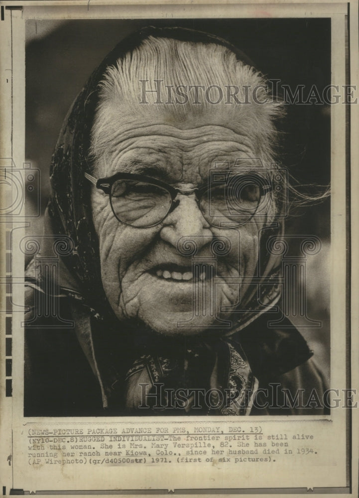 1971 Mrs. Mary Verspille,82, running ranch-Historic Images