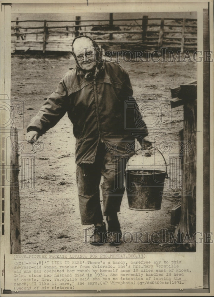 1971 Press Photo Mary Verspille Colorado Ranch - Historic Images