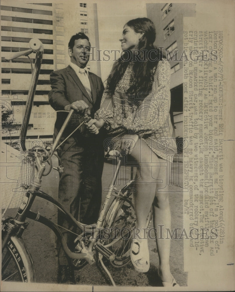 1971 Police Borrow Bicycle From Nurse  - Historic Images