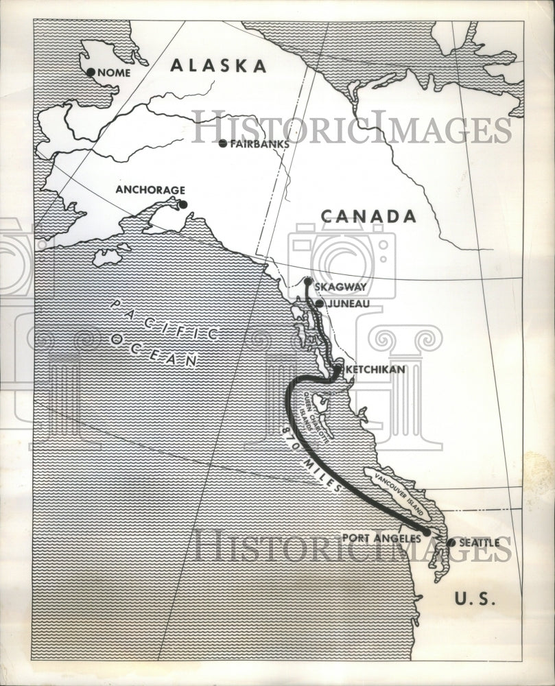 1956 Us Alaska Telephone cable system map-Historic Images