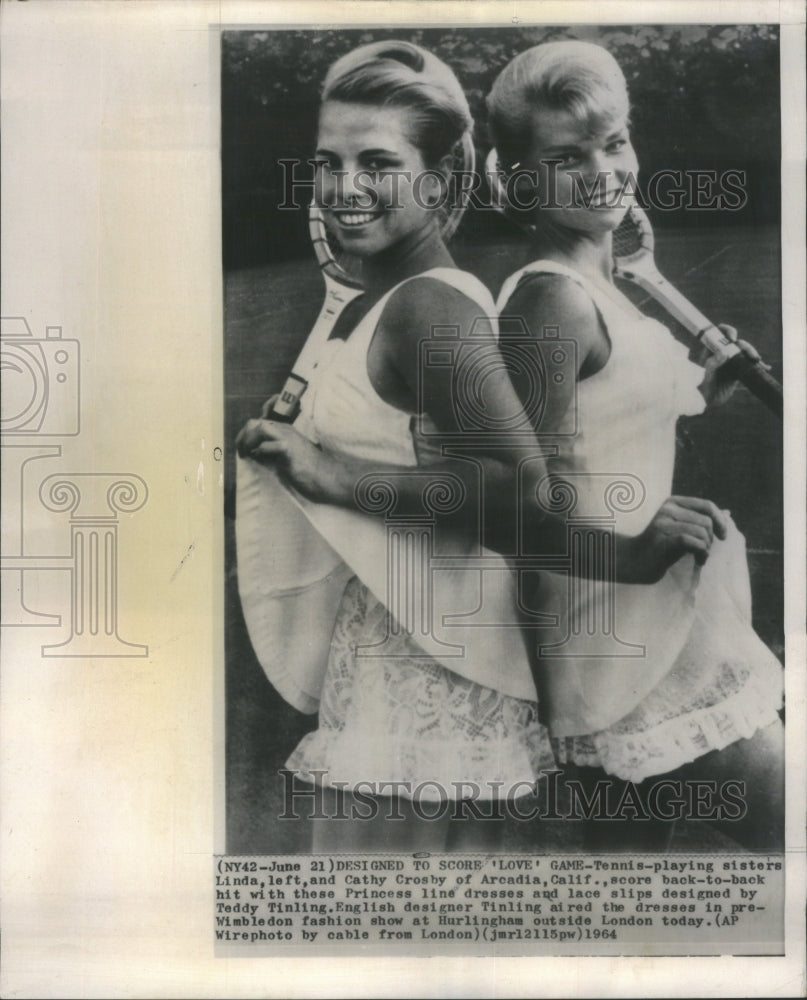 1964, Tennis-playing sisters Linda and Cathy - RRU69579 - Historic Images