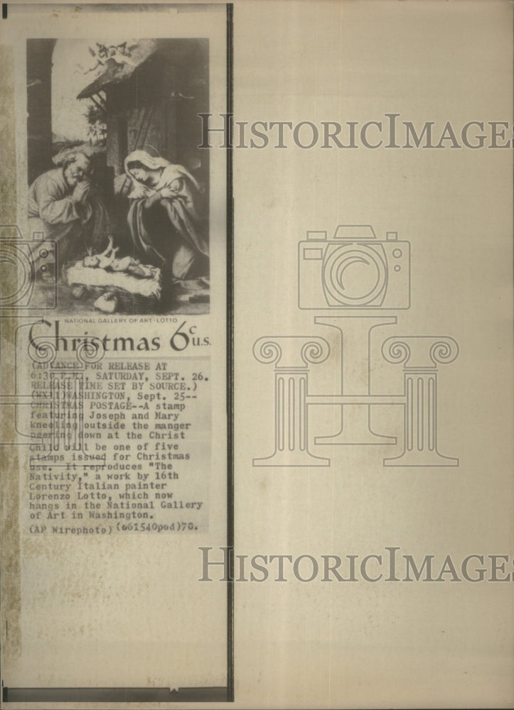 1970 Christmas Postage Stamp Mary Christ-Historic Images